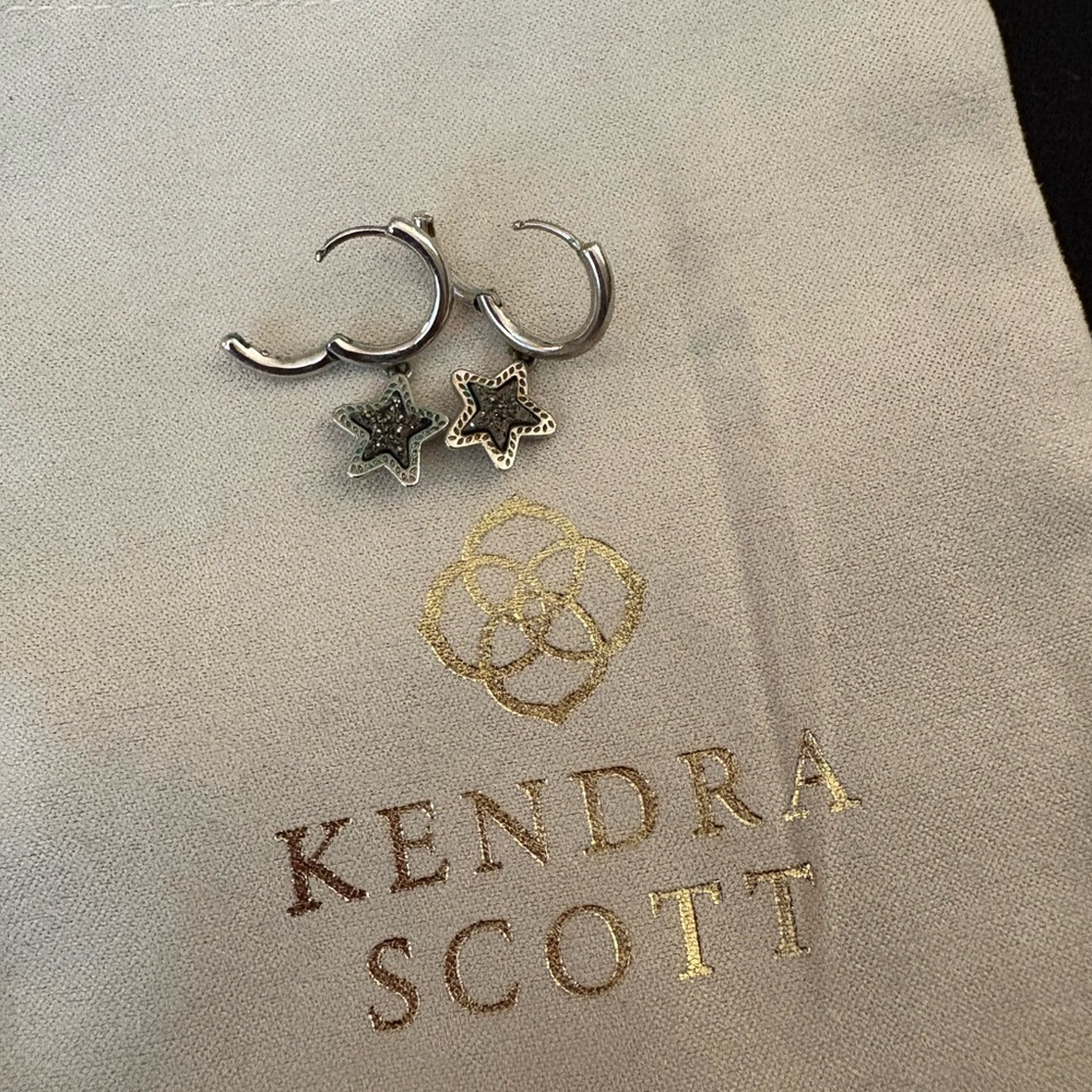 Kendra Scott Silver Drusy Star Pendant Necklace and Earrings